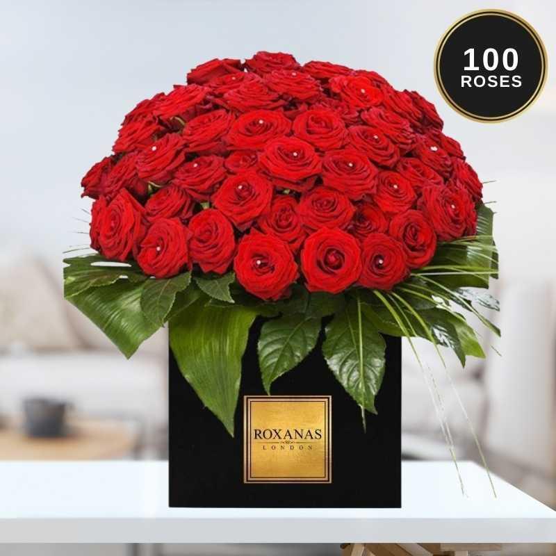 Luxury fresh rose box bouquet delivery London UK